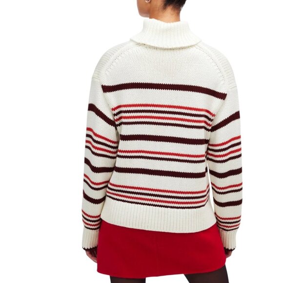 Madewell Ribbed Cotton Turtleneck Sweater in Stripe Size Small - Picture 5 of 13